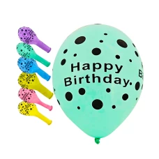 Кульки повітряні "Pelican" /824028/ латексні  12"(30сm) "Happy Birthday. Горошок"  5-стор  50шт