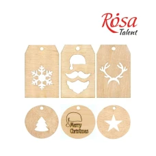 Заготовка "Rosa Talent" "Теги новорічні" /942/ 6шт, фанера