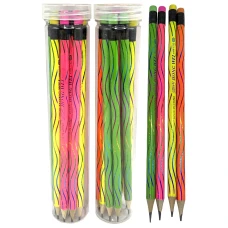 Олівець ч/г /HW-1678/  НВ трикутний із гумкою "Неон" 12шт. в банці (1/24)