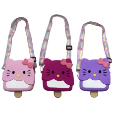 Сумочка силіконова /812-17/ "Кішечка-морозиво" з довгою ручкою 13*12,5см, мікс (1/12/240)