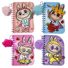 Блокнот А5/80арк. /2016-17/ на спіралі фігурний з хутряним брелоком "Labubu Лабубу" (1/48)