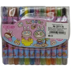 Олівці воскові 12 кол. /2011-N/ пласт.корпус  "Labubu Лабубу" 11,5см (1/12)