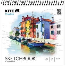 Альбом для акварелі 21*21/20арк. "Kite" /K-1285/ 230г/м2, на спіралі Kite Creative Альбом для акварелі 21*21/20арк. "Kite" /K-1285/ 230г/м2, на спіралі Kite Creative