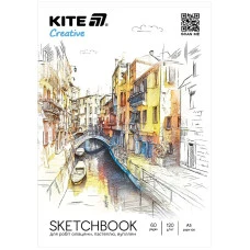 Скетчбук А5/30арк. "Kite" /K-1277/ для робіт олівцями 120г/м2, Kite Creative Скетчбук А5/30арк. "Kite" /K-1277/ для робіт олівцями 120г/м2, Kite Creative