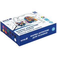 Набір акрилових фарб для тканини "Kite" 12 кол. 20 мл /K-276/ Kite Creative (1/12)