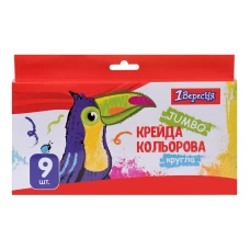 Крейда кольорова 9 шт. JUMBO "1В" /400447/ "Zoo Land" (1/6/60)