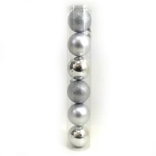 Набір новорічних кульок "JO" /DSCN0922-7-12-S/ тубус "SILVER" 7см,/12шт., PVC