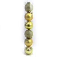 Набір новорічних кульок "JO" /DSCN0922-8-6-G/ туба "GOLD" 8см,/6шт PVC