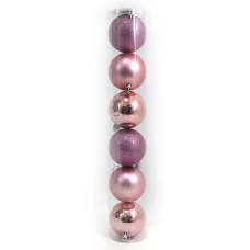 Набір новорічних кульок "JO" /DSCN0920-6-6/ тубус "ROSE" 6см, /6шт., PVC,