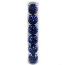 Набір новорічних кульок "JO" /6472-69BL/ тубус "BLUE" 8см,/6шт.,PVC