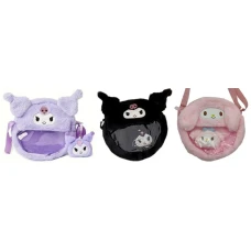 Сумочка хутряна /2693-2/ "Зайчик Kuromi Куромі, Melody" з прозорою кишенею 18см (1/4)