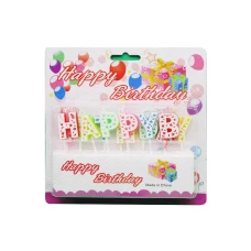 Набір свічок для торту /7575-1/ "Happy Birthday" букви, різнокольор. 16,2 * 15,5 см (1/12/360)