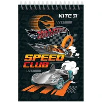 Блокнот А6/48арк. "Kite" /HW24-196/ пласт. спіраль, чистий, "Hot Wheels" (1/20)