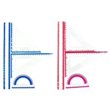 Набір лінійок пластик "JO" /IMG_110641/ 4предм: 2трикутн,транспортир,лінійка 30см,мікс (1/24/288)