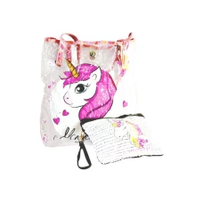 Сумка-шопер "WB"/13739/, "Єдиноріг" 33,5*34*8см, проз.ПВХ +космет 12*16см з паєтк. (1/150)