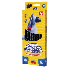 Олівці кольорові "Школярик" 12 кол. /312114001-UA/ шестигранні з чорн/дерева, чинка (1/12)