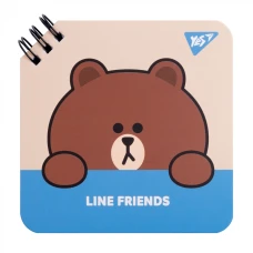 Блокнот 110х110/80  подвійна спіраль "YES" /151749/ "Line Friends" Brown (1/30/60)