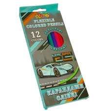 Олівці 12 кол. "Kidis" /13468/ гнучкі, корпус пластиковий чорний "Moving forward" (1/12/240)