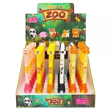 Ручка гелева "JO" /1213/ "Zoo" з іграшкою, 0,38мм, синя, мікс (36/648)