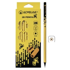 Олівець ч/г "Acmeliae" /43201/ 2B "Black Wood" з чинкою та тримачем-гумкою (10/120)