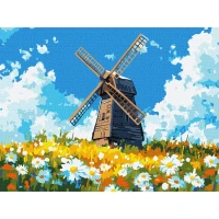 Картина за номерами "Ідейка" /KHO6399/ "Млин посеред поля" 30*40см