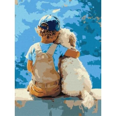 Картина за номерами "Ідейка" /KHO8639/ "Хлопчик та пес" 30*40см