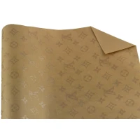 Папір пакувальний крафт двосторонній "Unison" /Пт 830.10/ "LOUIS VUITTON" золото на крафтіі, 0,7*7м , 1арк.