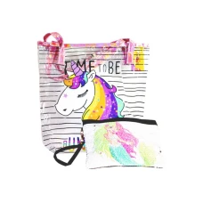 Сумка-шопер "WB"/13742/, "Єдиноріг"33,5*34*8см, проз.ПВХ +космет 12*16см з паєтк. (1/150)