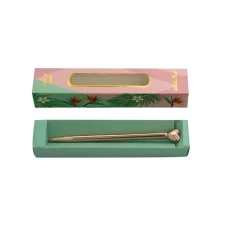 Ручка кулькова подарункова "WB"  /WB160/ поворотна, металізована, серце рожеве золото (1/100)