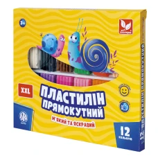 Пластилін восковий "Школярик" 12 кол. прямокутн. /303117001-UA/ 276 г (1/12)
