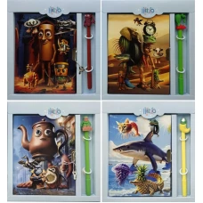 Блокнот 13*18/50арк. /36670-B/ на замочці мет.+руч.кулькова "Меми Italian Brainrot" у коробці