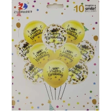 Набір повітряних кульок /1212-10-1/ "Happy birthday" 10шт.*30см золоті