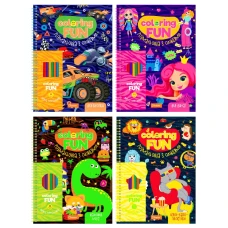 Раскраска А4/24л "Апельсин" /НТ-39/ "COLORING FUN" с карандашами,на пружине вн. бл. 100г/м микс (8)