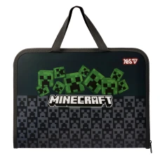 Папка-портфель А4+ на молнии FC "Yes" /492355/ "Minecraft.Creepers" с ткань. ручек. (1/24/48)