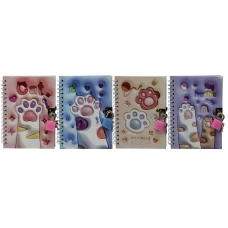 Блокнот 11*15/48арк. /64995/ на замочці мет. # "Лапка 3D", мікс (1/24)