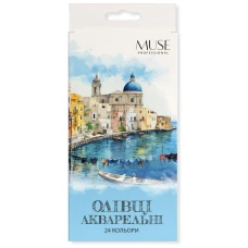Олівці кольорові "MUSE" 24 кол. /106M-24/ акварельні шестигранні, з пензликом та чинкою (1/12)