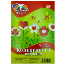 Картон кольоровий А4/14арк."Бумвест" /18В08/ 7 кол., 235г/м2, європідвіс (30)