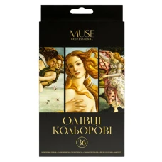 Олівці кольорові "MUSE" 36 кол. /105M-36/ тригранні, чинка (1/4)