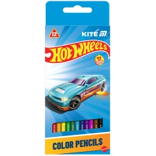 Олівці кольорові "Kite" 12 кол. /HW25-053/ тригранні, Hot Wheels (1/12)