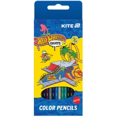 Олівці кольорові "Kite" 24 кол./12шт. /HW25-054-2/ ДВОСТОРОННІ, Hot Wheels Skate (1/12)