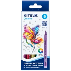 Фломастери "Kite" 6 кол. /K-1147/ з блискітками, Creative (1/12)