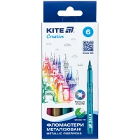 Фломастеры-кисти "Kite" 6 цв. /K-1149/ Creative металлизированные (1/12)
