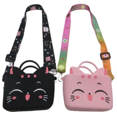 Сумочка силіконова /812-3/ "Кішечка" з довгою ручкою 12*11см, мікс (1/12/240)