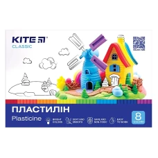 Пластилін восковий "Kite" /K-082/ 8кол., 160г. Classic (67726) (1/30)