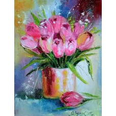 Алмазная мозаика "Go to art" /177166/ "Букет тюльпанов в вазе" 20*30см