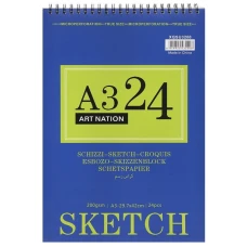 Скетбчук 42*29,7см/24арк "Art Nation" /XQSU3200/ на спіралі, 200 г/м2 (1/24)