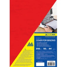 Обкладинка для брошурування "BuroMAX" /BM.0580-05/ А4, 250г/м2, "під шкіру" ЧЕРВОНА (50/1000)