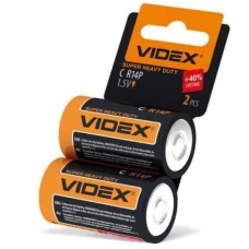 Батарейка "Videx" /R14/2shrink/416/ сольова, 1,5V, бочонок. 50*26,2мм (2/24) Батарейка "Videx" /R14/2shrink/416/ сольова, 1,5V, бочонок. 50*26,2мм (2/24)