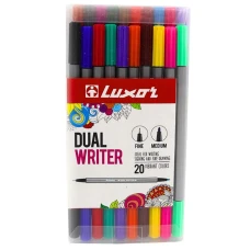 Набір лінер+фломастер 20кол. "Luxor" /15400/20ACT/ ДВОСТОРОННІ  "Dual Writer" водна основа (1/10)