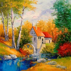 Алмазна мозаїка "Go to art" /177145/  "Млин у лісі" 30*30см
